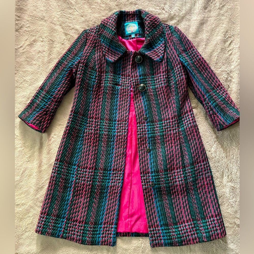 Vintage Style Jewel Tone Plaid Coat